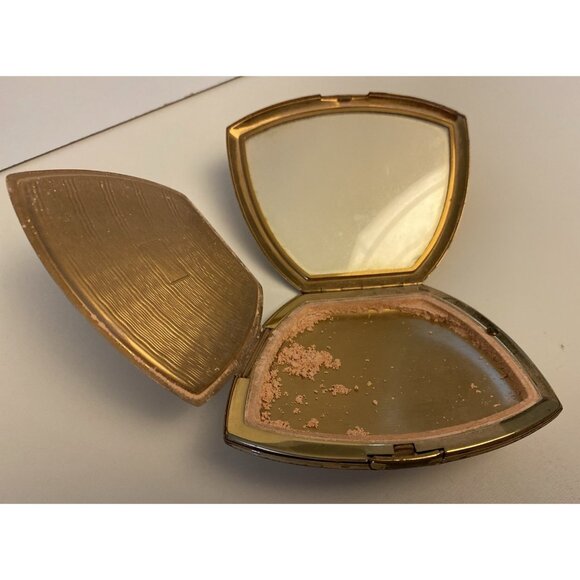 Vintage Elgin American Compact Gold Tone Monogrammed Triangular Shape 1950's - Picture 9 of 12